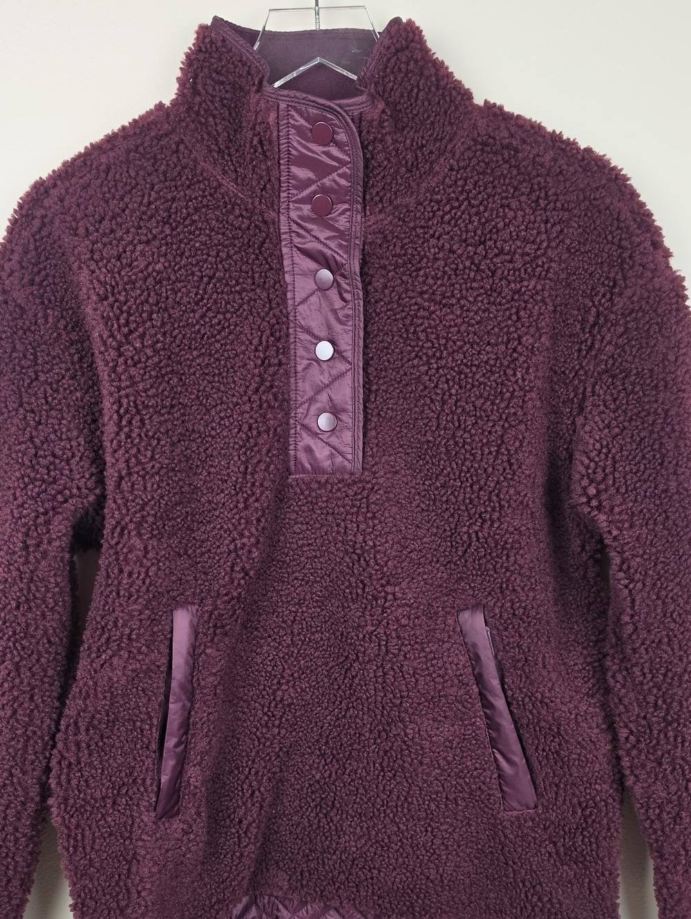 Athleta Cozy Sherpa Snap Pullover Spiced Cabernet Purple Size S